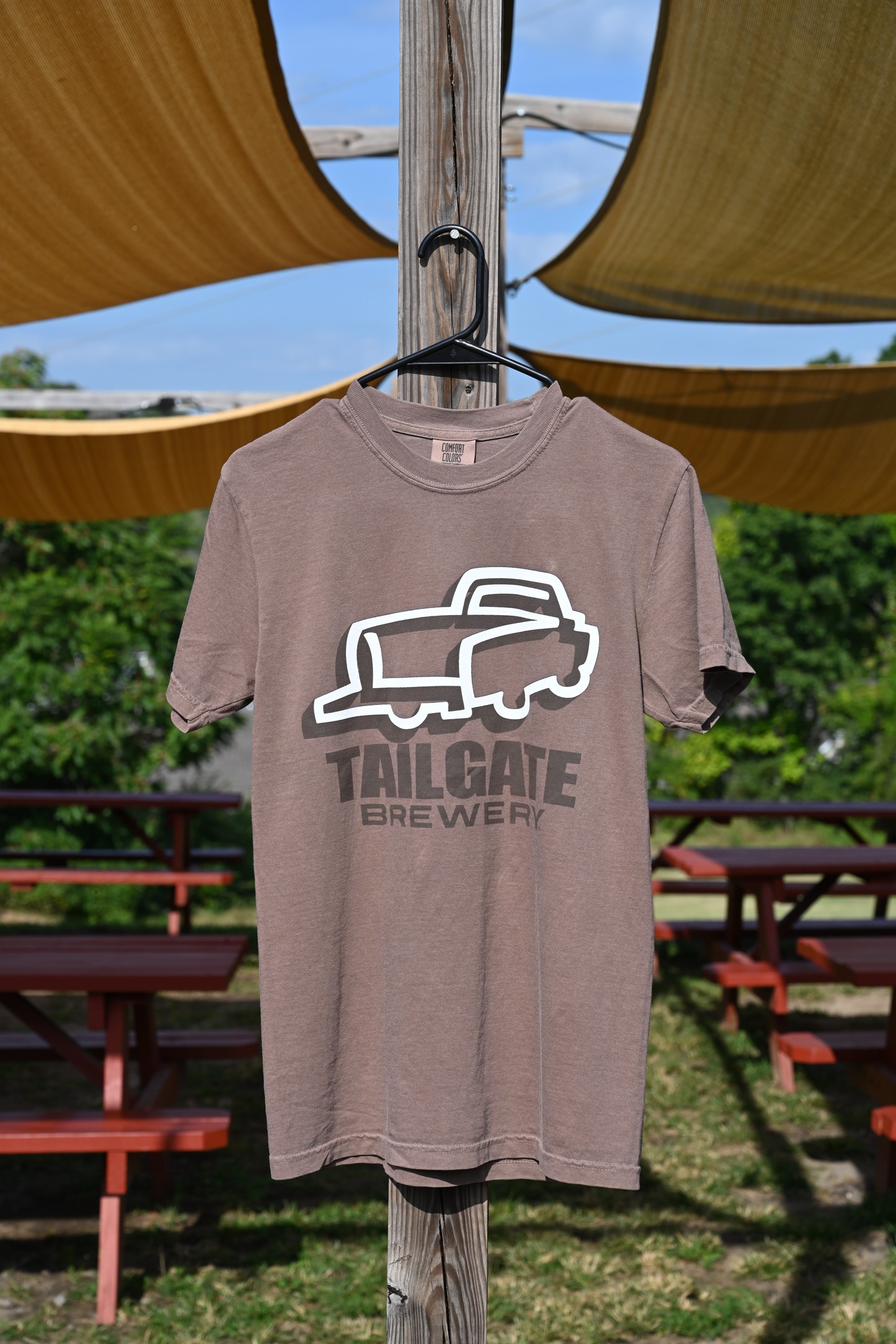 Brown & White 3D Truck Logo Tee