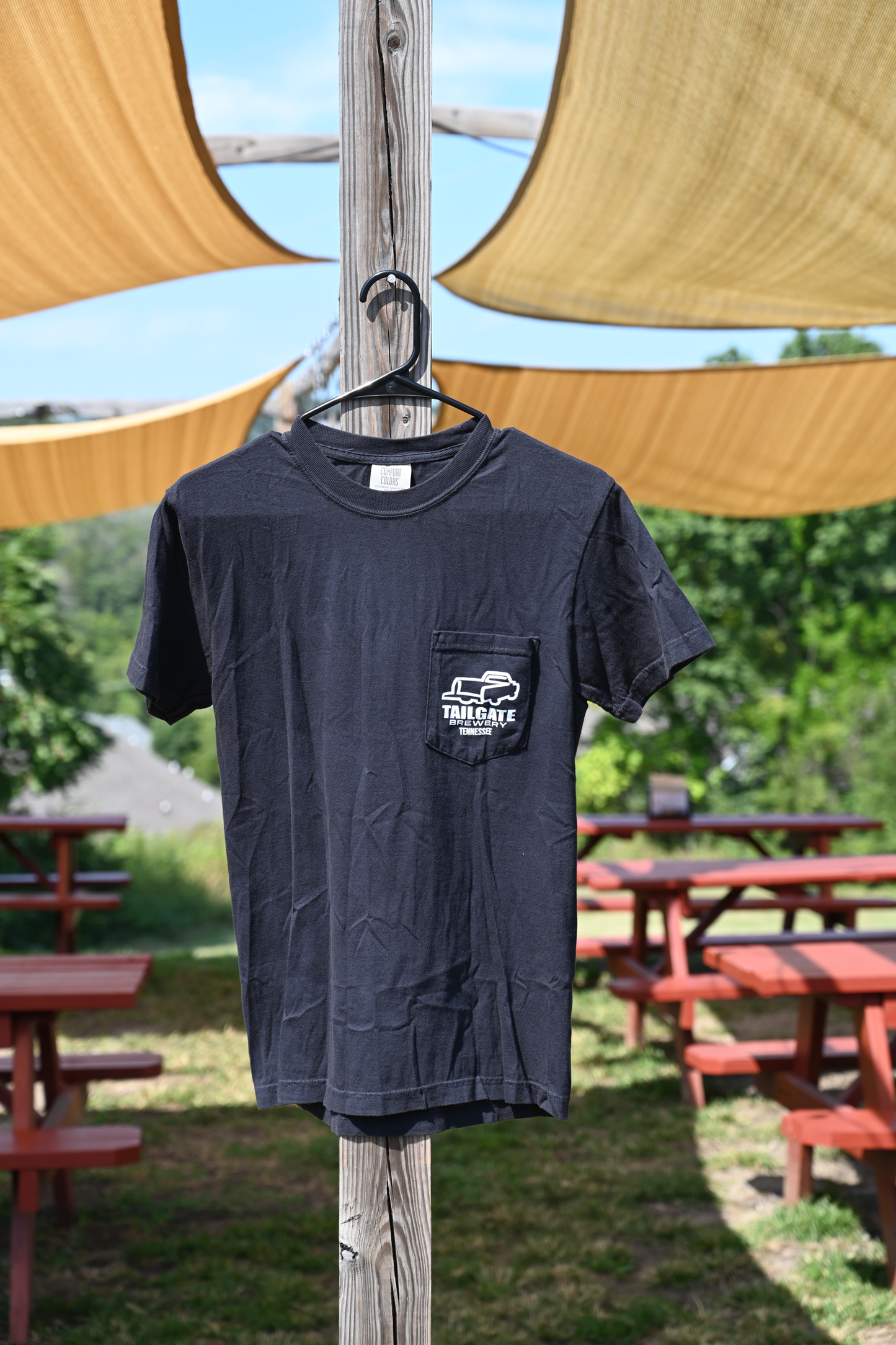 Drink Local Beer Truck Logo Pocket Tee