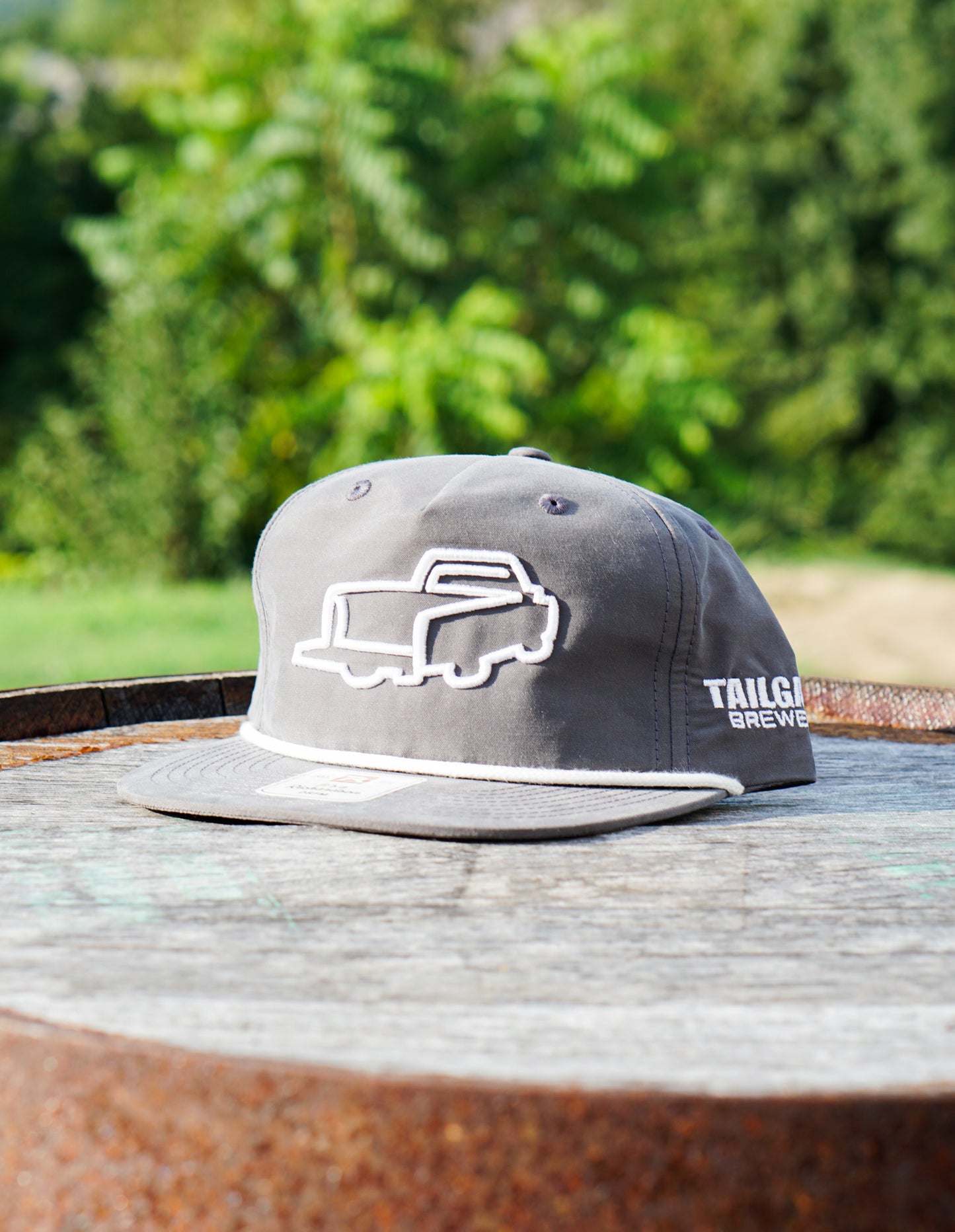 Logo Trucker Hat in Charcoal with White Rope