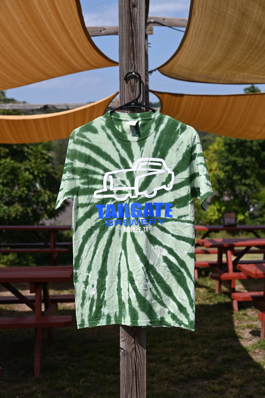 Truck Logo Tee in Green Tie-Dye